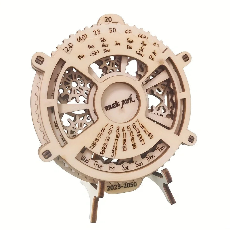 Wooden Puzzle Perpetual Calendar Mechanical Gears Toy in USA