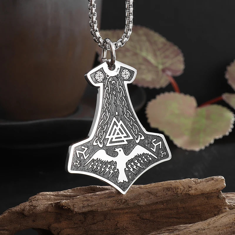 Stainless Steel Nordic Celtic Hammer Pendant Necklace in USA