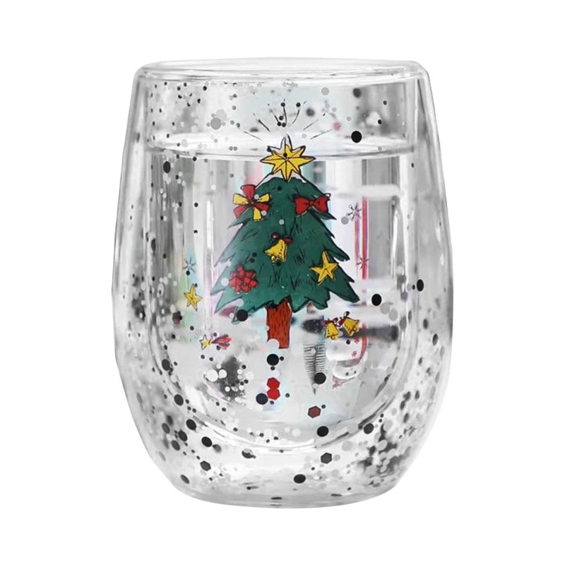 Insulated Double Walled Glass Coffee Christmas Water Cup in USA.