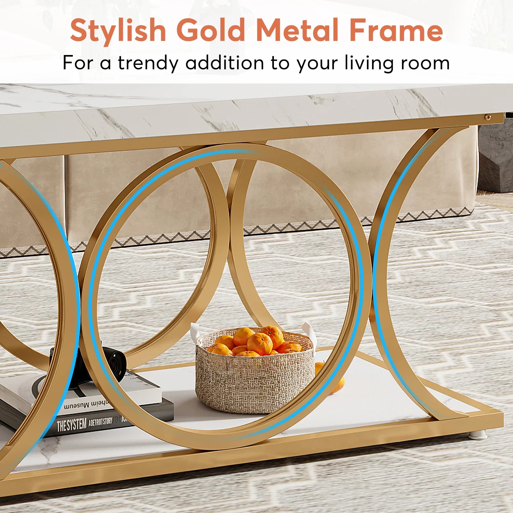 Tribesigns Rectangle Coffee Table, Modern Coffee Tables in USA.