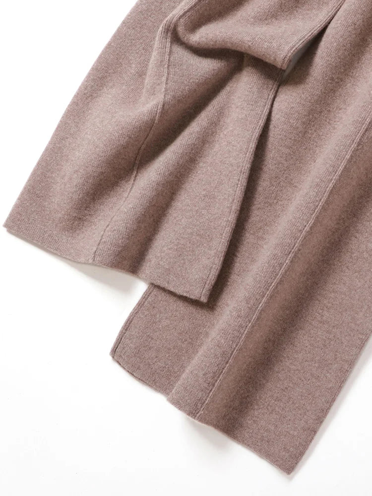 Women Merino Wool Knitted Wide Leg Pants Autumn in USA.