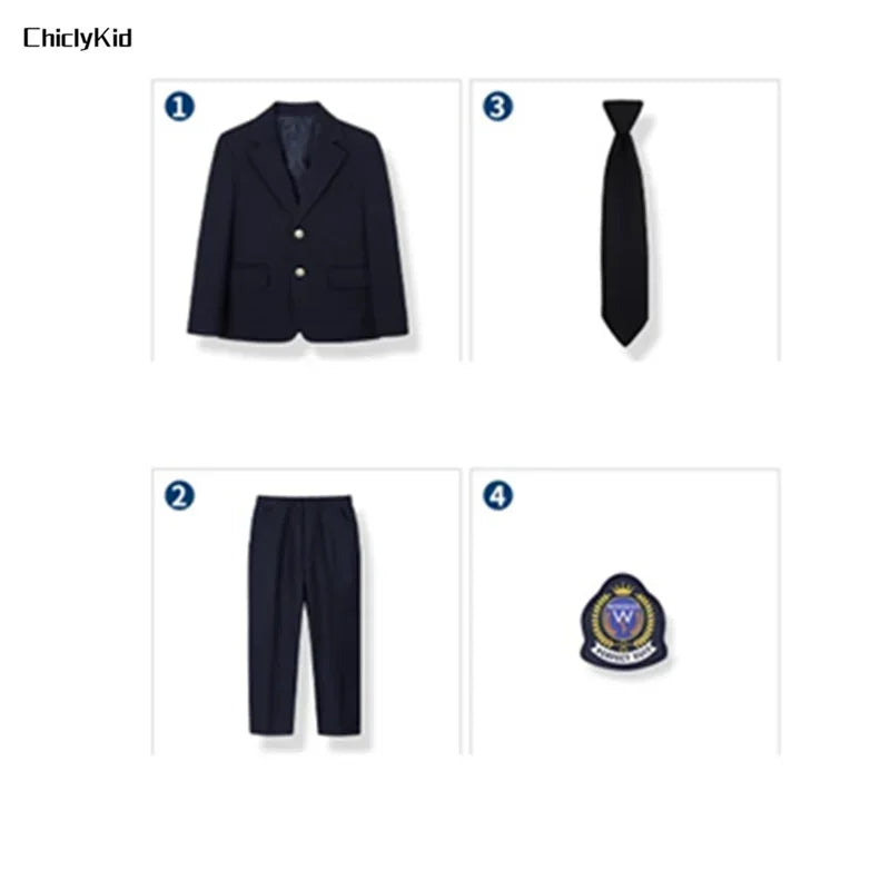 Children School Uniform Girls Jacket Pleated Skirt Suits Boys in USA