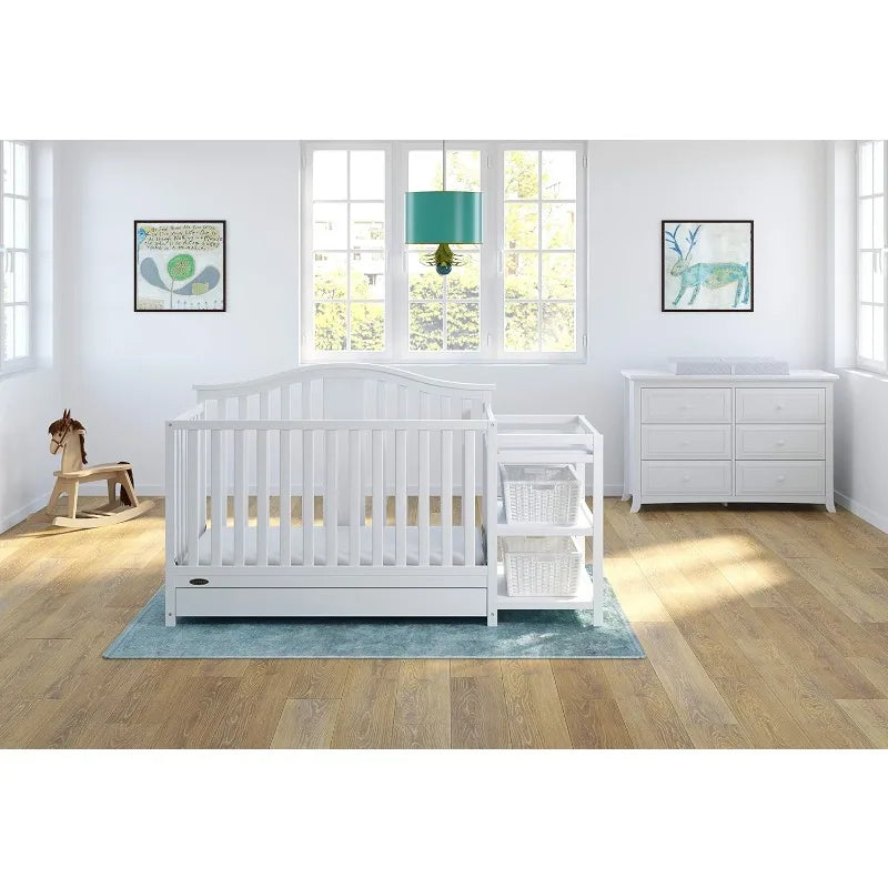 Convertible Crib Changer with Drawer (White) in USA