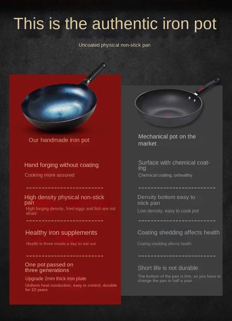 Iron Wok Pan Traditional Hammered Iron Woks Frying in USA.