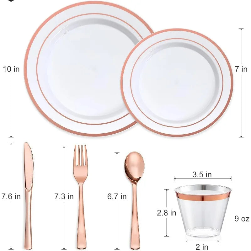 Plastic Dinnerware Set 100 Guests, Disposable Plastic Plate