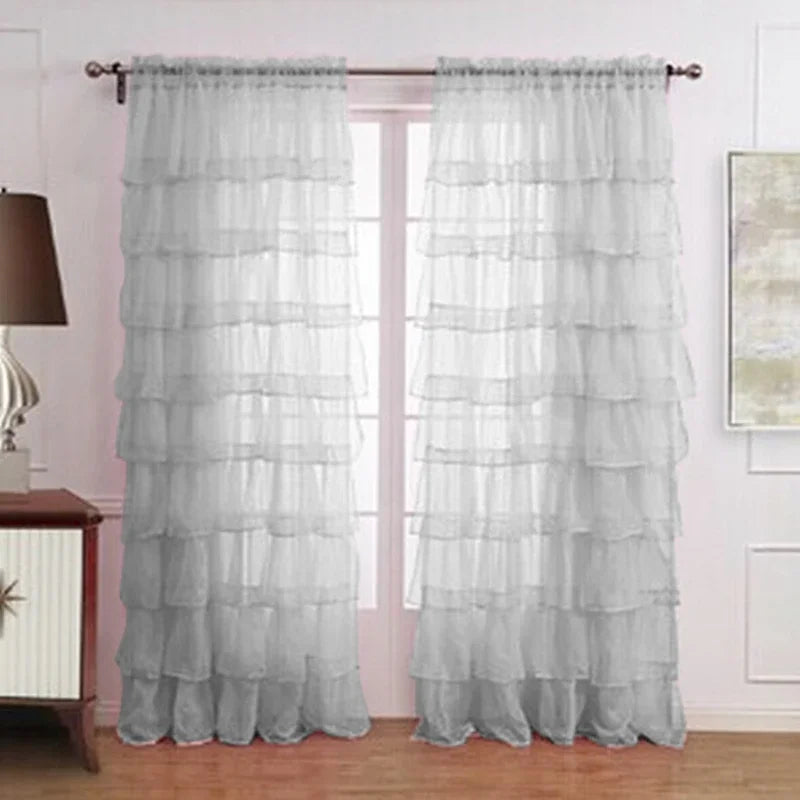 New Hot Ruffle Rod Pocket Organza Window Curtain in USA