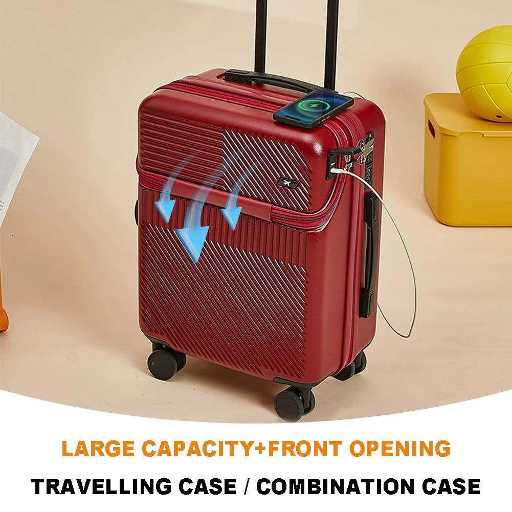 Opening Roller Trolley Case ABS Men Travel Suitcase in USA