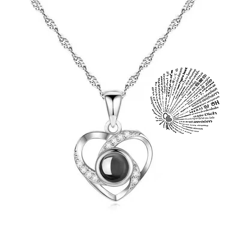 Love Heart Necklace I Love You Projection Pendant Jewelry in USA