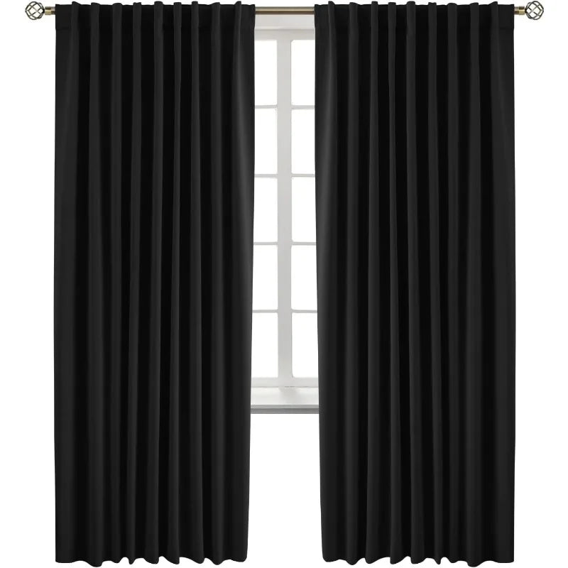 Navy Blue Elegant Blackout Curtains Rod Pocket in USA