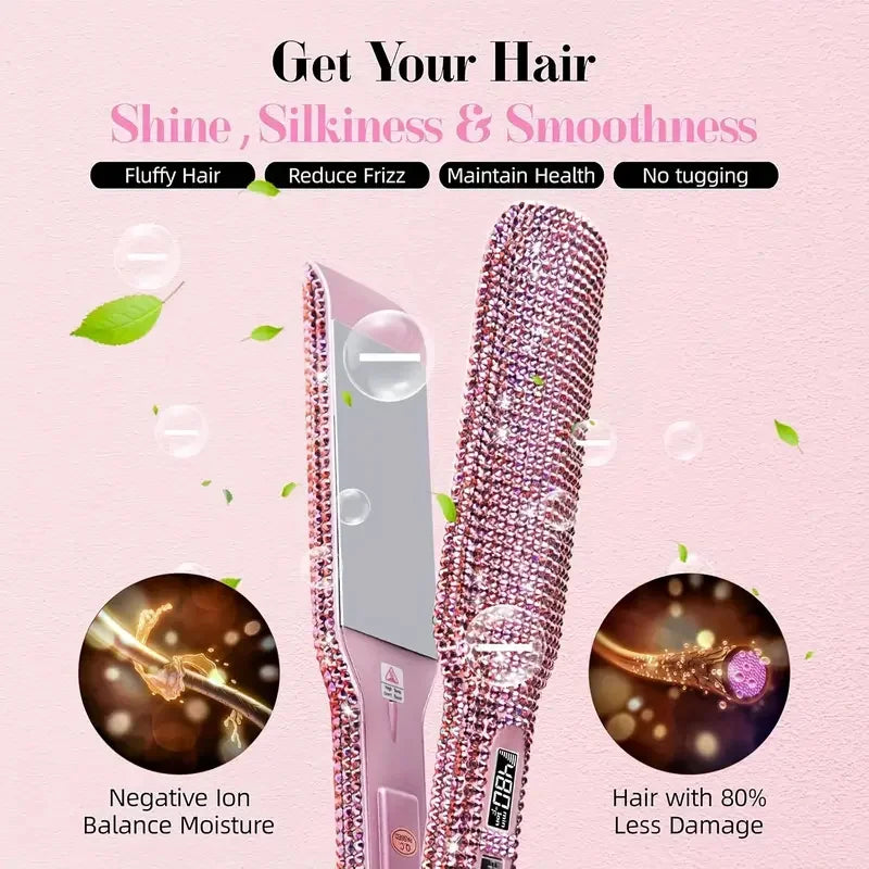 Rhinestone Flat Iron Titanium Hair Straightener Dual Voltage in USA