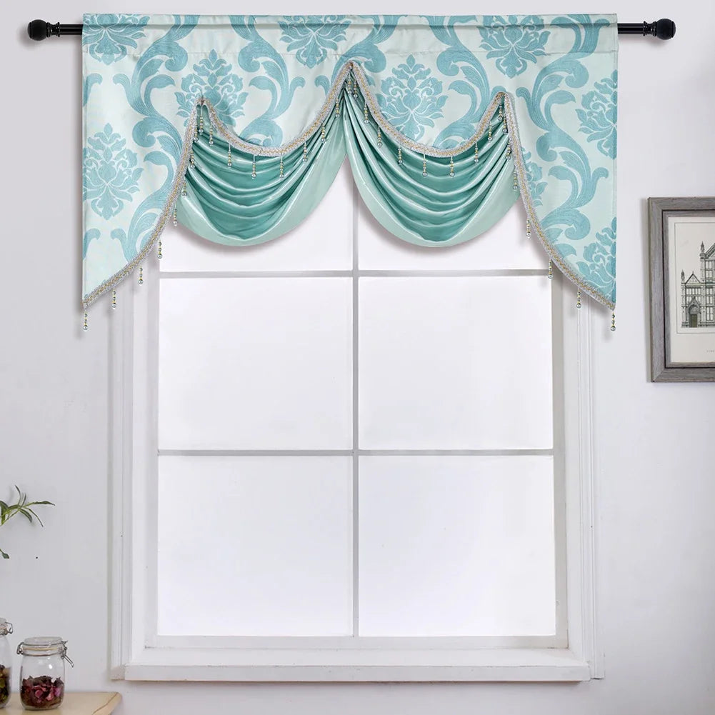 Living Room Luxury Jacquard Fabric Curtain Head Window in USA