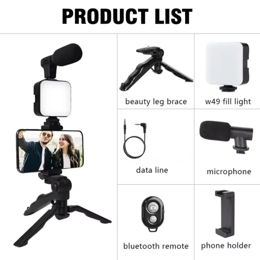 Smartphone Vlogging With Tripod Phone Holder Mini Microphone in USA.