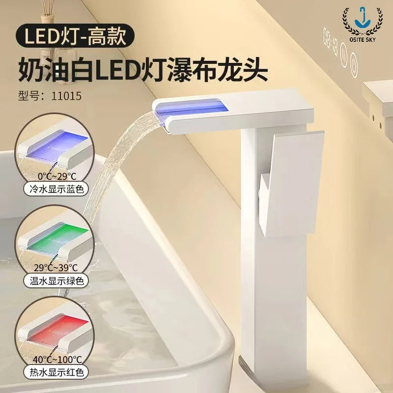 LED Light Waterfall Faucet Water Flow Power Generation