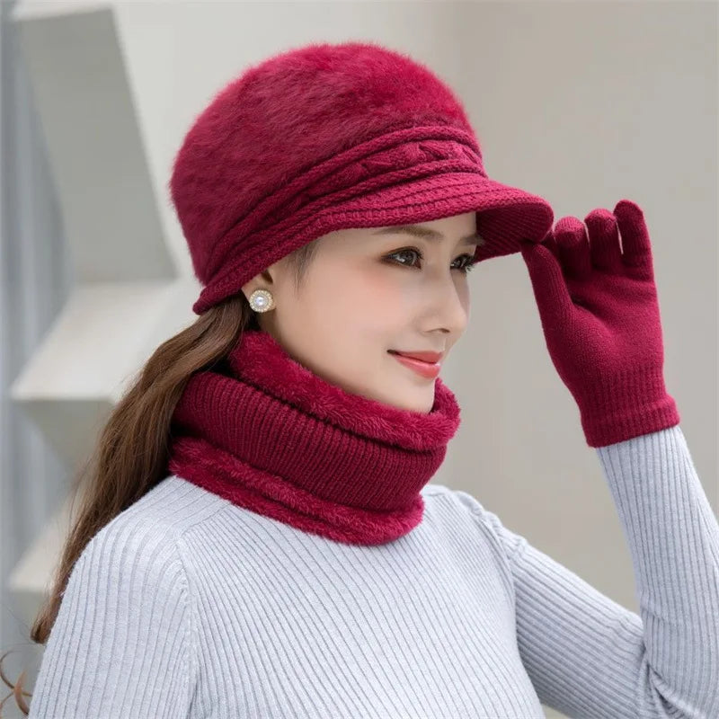 Women's Winter Hat Scarf Gloves Keep Warm Knitted in USA