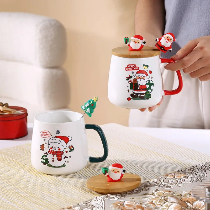 Cute Christmas gift mug lid spoon High appearance in USA