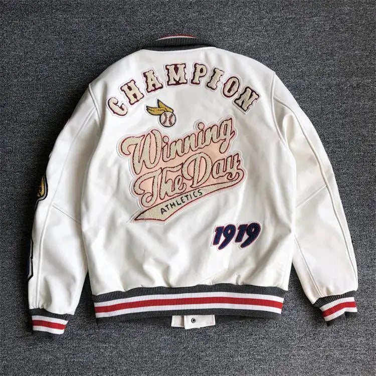 New Men's winter baseball Jacket Men Retro Trend leather IN USA.