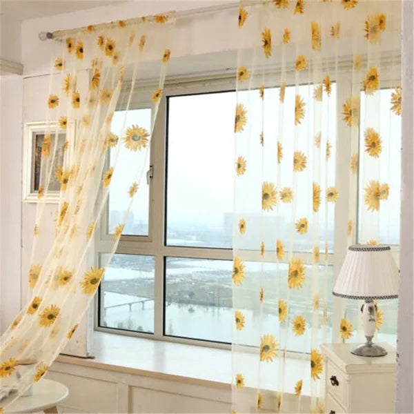 Sunflower Tulle Curtains Living Room Bedroom Kitchen in USA