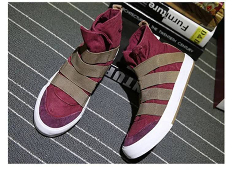 High Top Men Shoes Flats Slip On Casual Shoes Male Canvas in USA