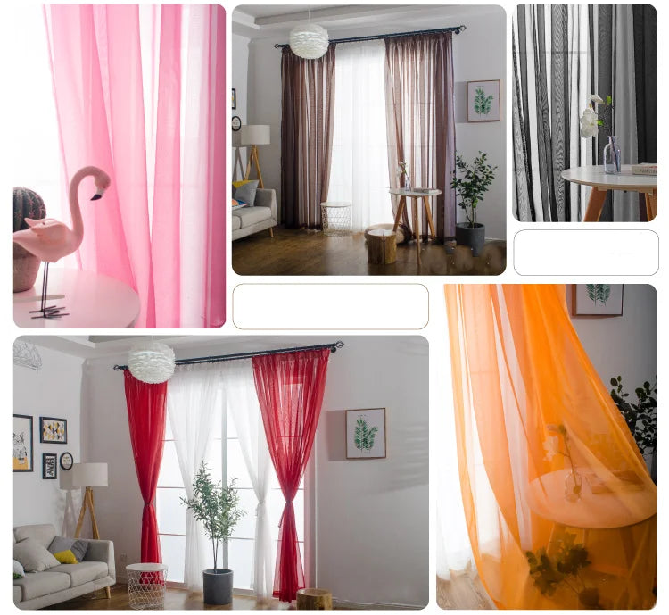 Solid Color Multicolor Bay Window Screening Door Curtains IN USA.