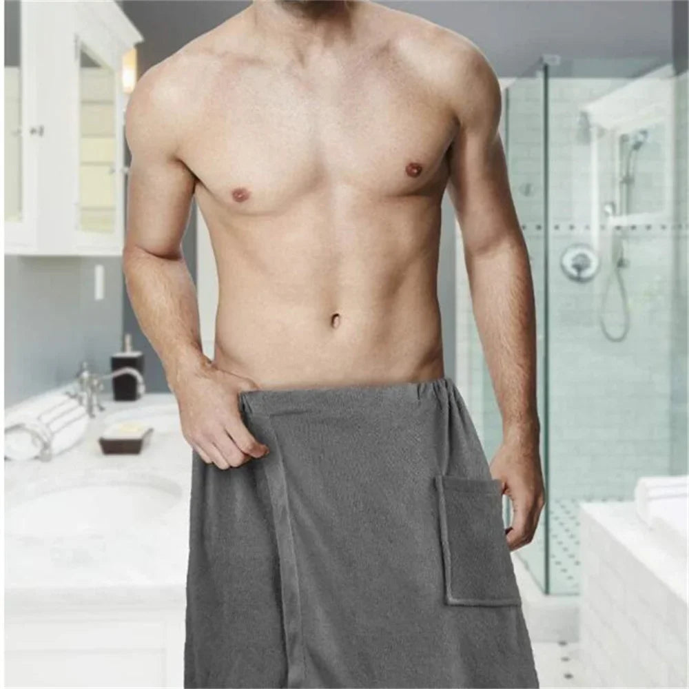 Men Soft Wearable Bath Towel Pocket Bathrobes Shower in USA