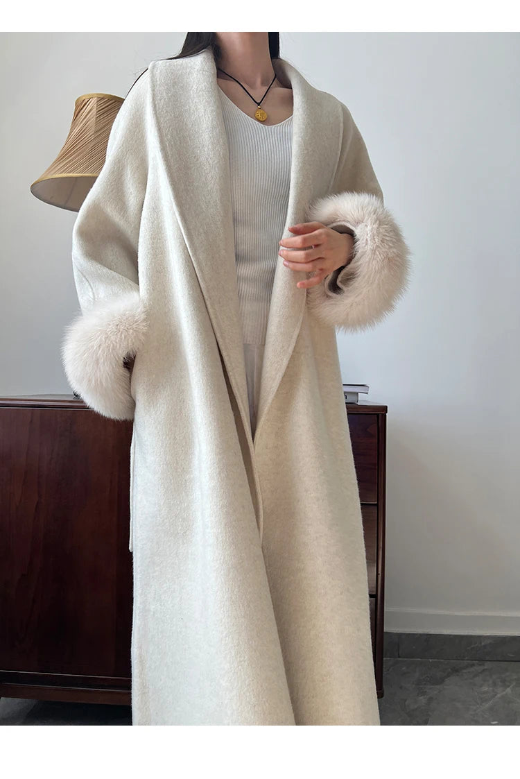 Lady Fox Fur High-Grade Cashmere Jackets Autumn Winter in USA.