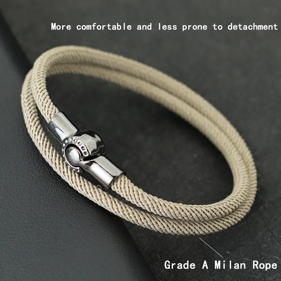 Simple Style Men Rope Bracelet Magnet Buckle Bilayer in USA