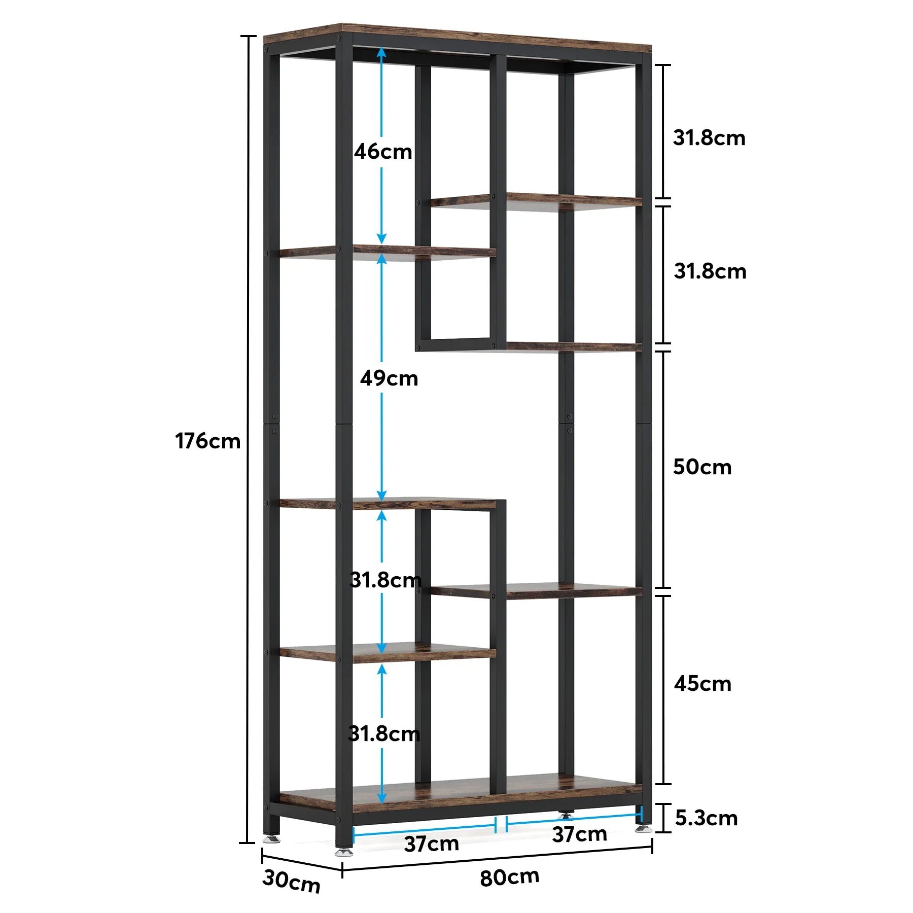 Bookshelf Bookcase, Industrial Open Bookcase Storage IN USA.