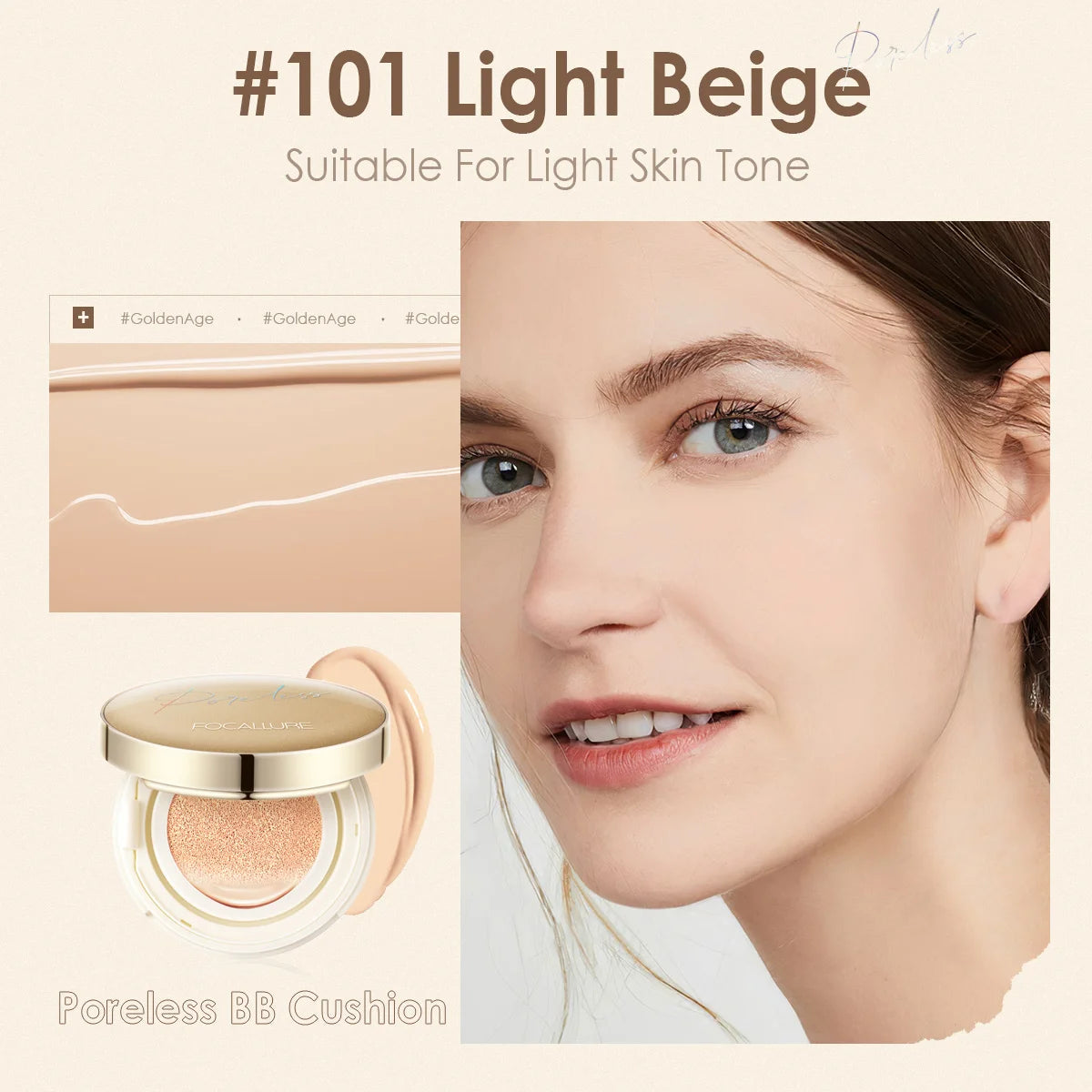 FOCALLURE Waterproof Matte Air Cushion Poreless BB＆CC Cream in USA