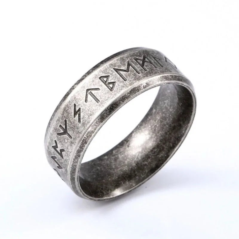 Nordic Retro Viking Rune Ring For Men Women Simple 316L Stainless Stee