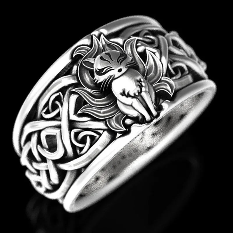 Vintage Nine Tailed Fox Rings Women Girls Viking Men Trendy Ring in USA