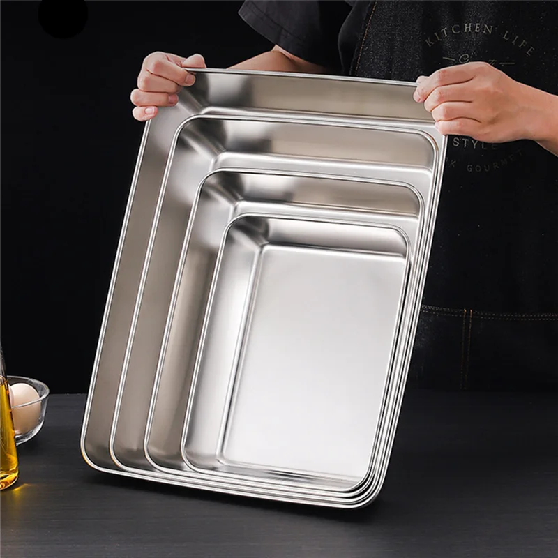 Thicken Stainless Steel Food Storage Tray Rectangular in USA.