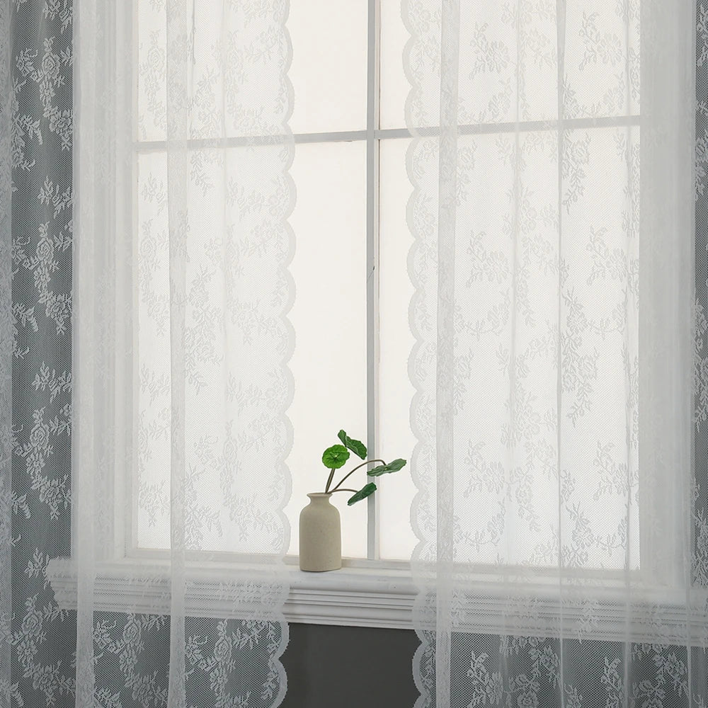 European White Lace Curtain Voile Window Treatments IN USA.