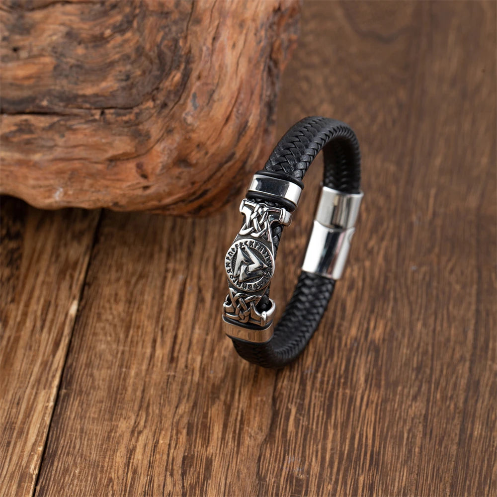 Norse Rune Hrungnir's Heart Genuine Leather Bracelet in USA