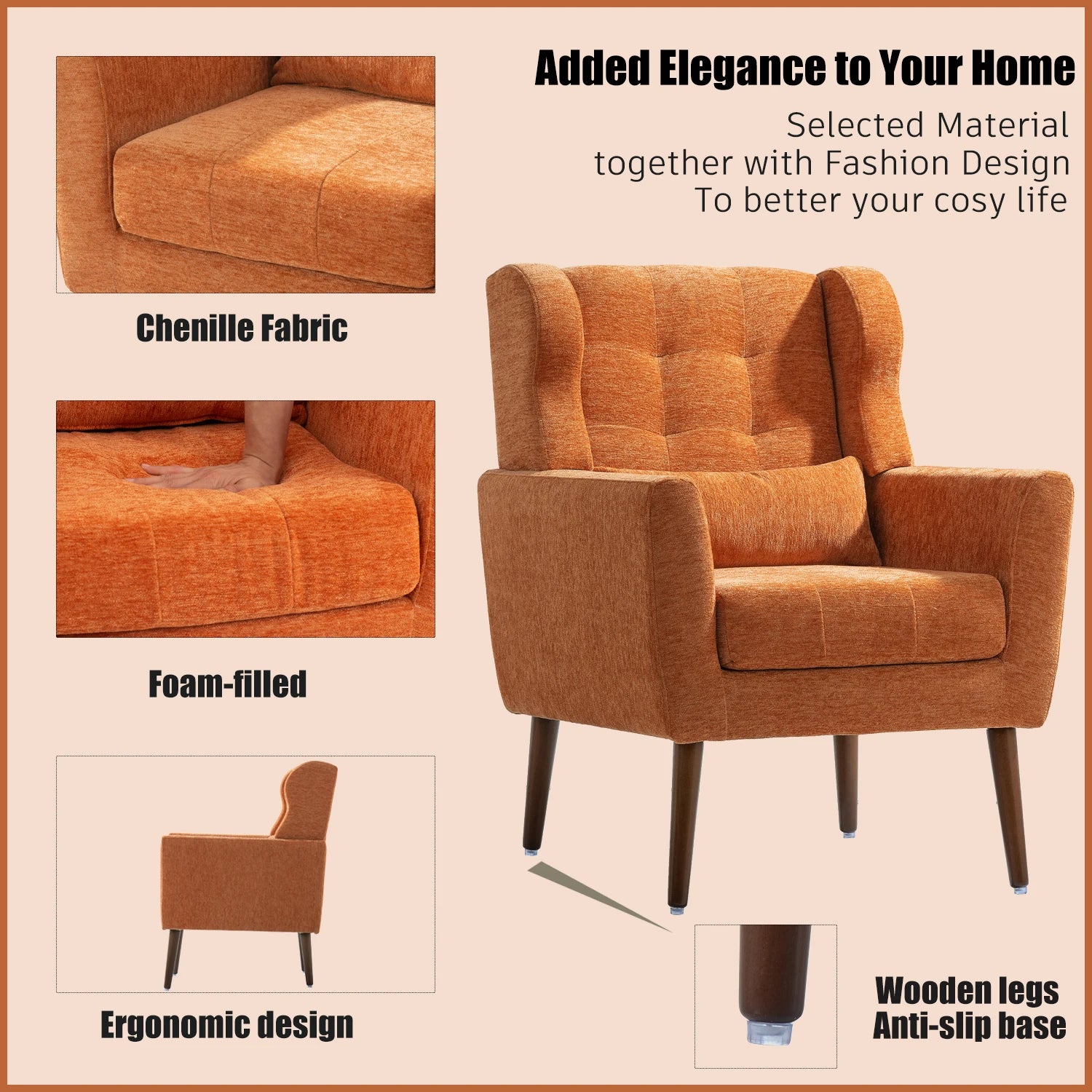 Modern Accent Chair,Chenille Arm Chair Living Room,in USA.