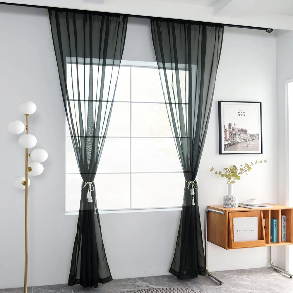 White/Cream/Grey Tulle Curtains Living Room Decoration in USA