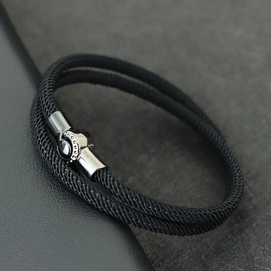 Simple Style Men Rope Bracelet Magnet Buckle Bilayer in USA