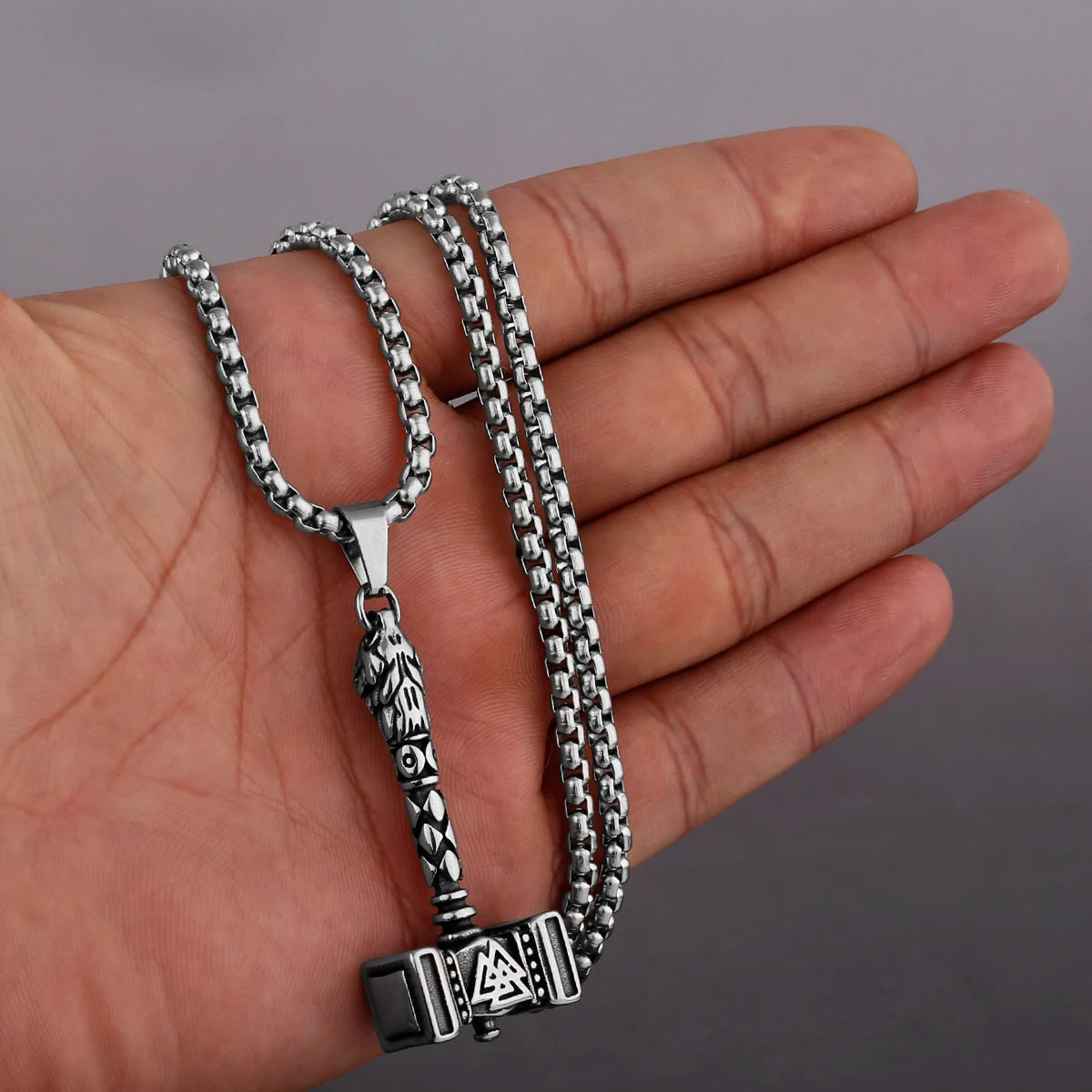 Stainless Steel Viking Axe Pendant Necklace Men's Celtic Valknut in USA