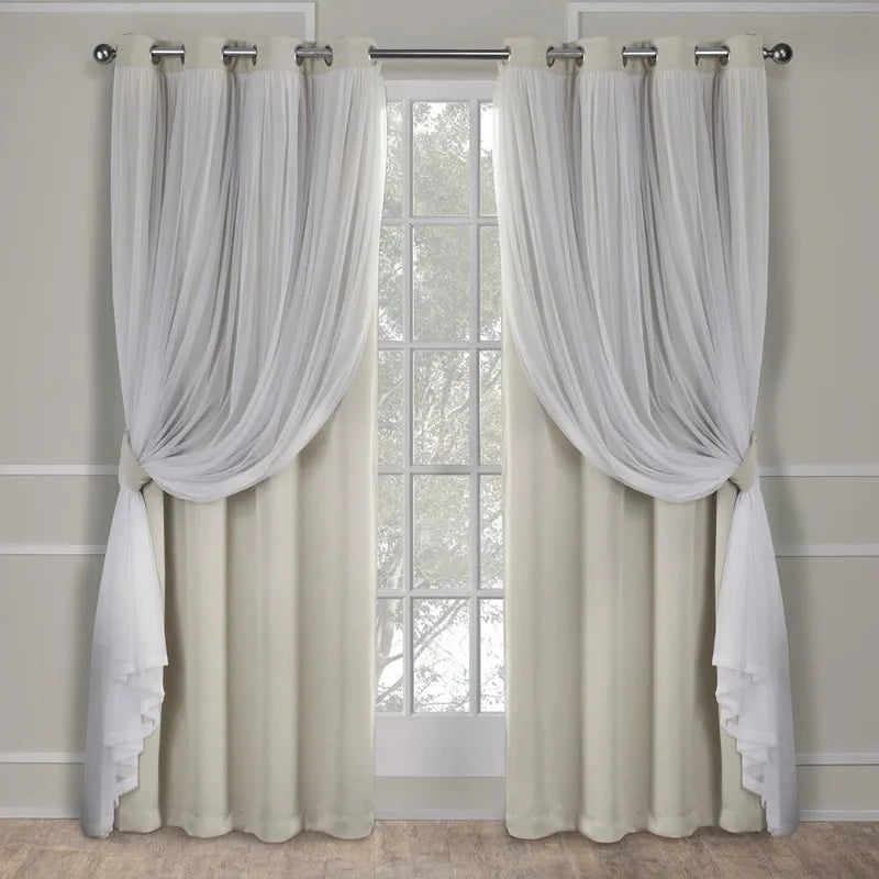 Layered Solid Room Darkening Blackout and Sheer Grommet in USA