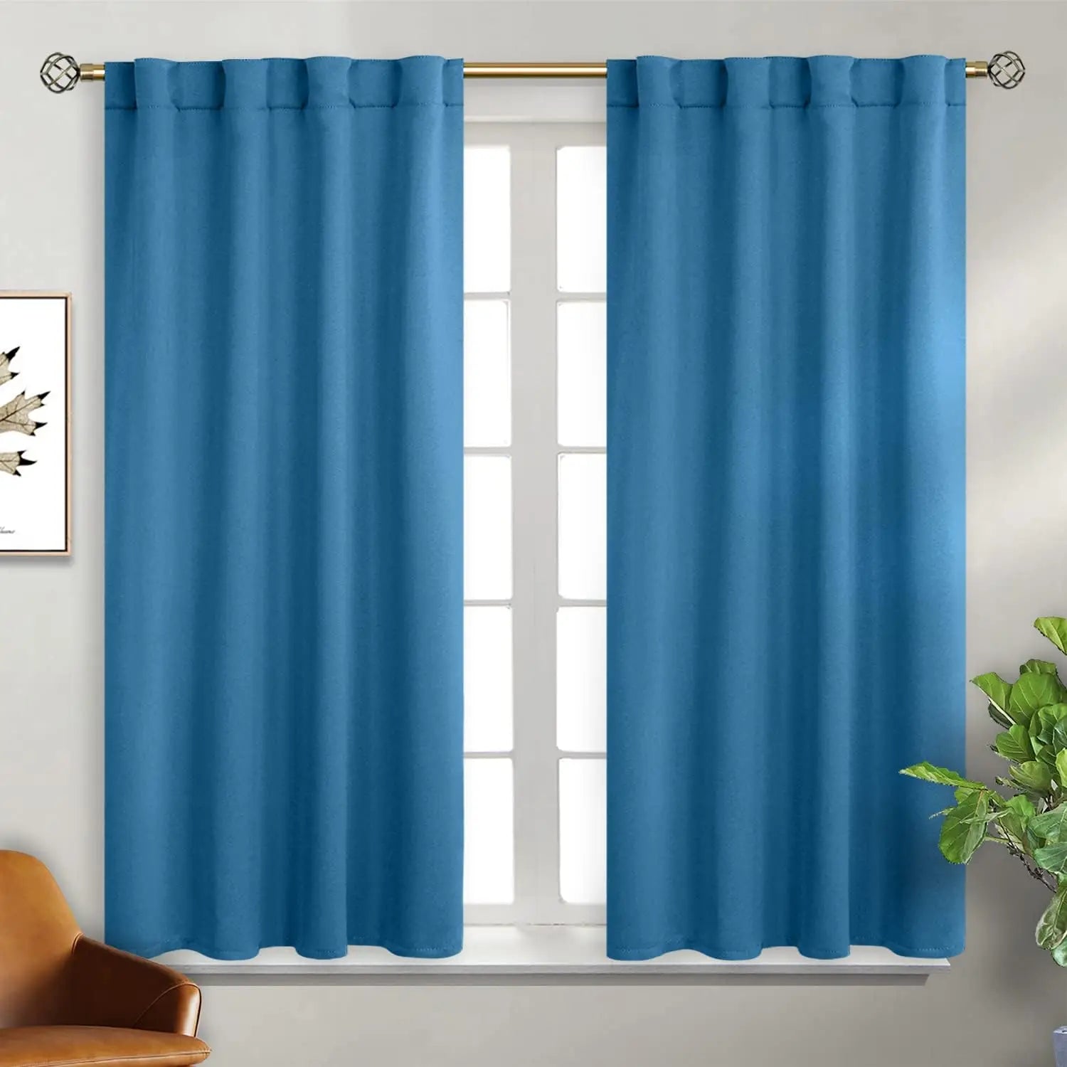 Navy Blue Elegant Blackout Curtains Rod Pocket in USA