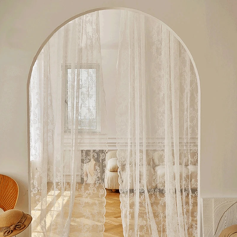 Pastoral White Tulle Sheer Window Curtains Voile Organza in USA.