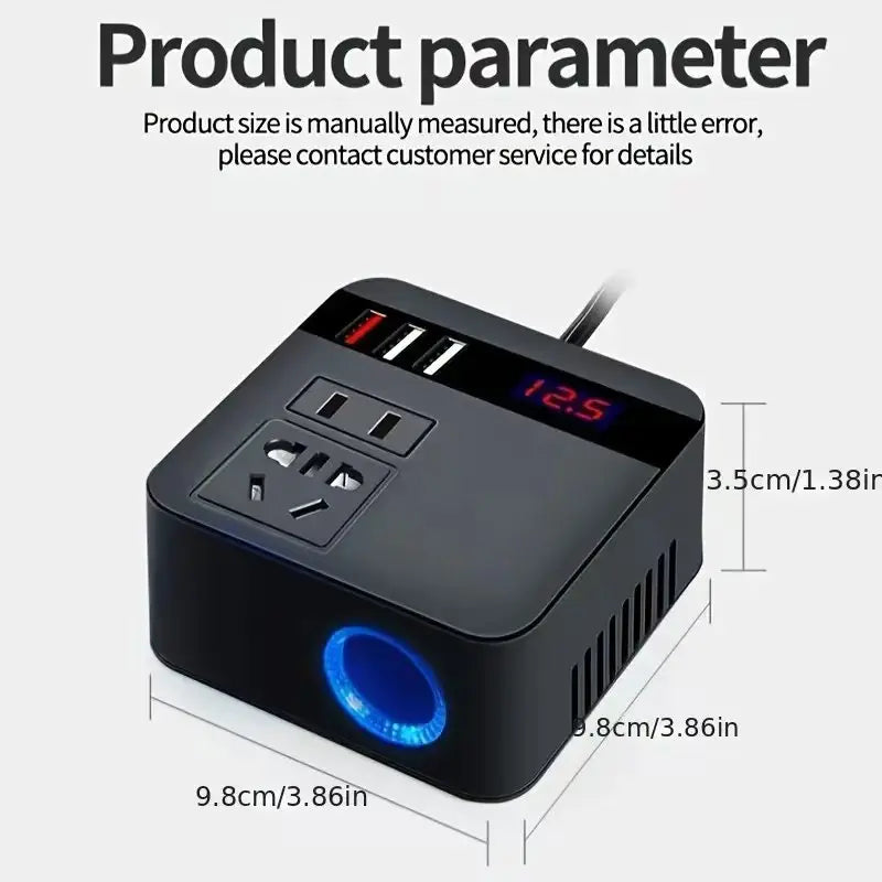 Car Inverter DC12V/24V to DC110V/220V 150W Peak LED Display Sockets Po