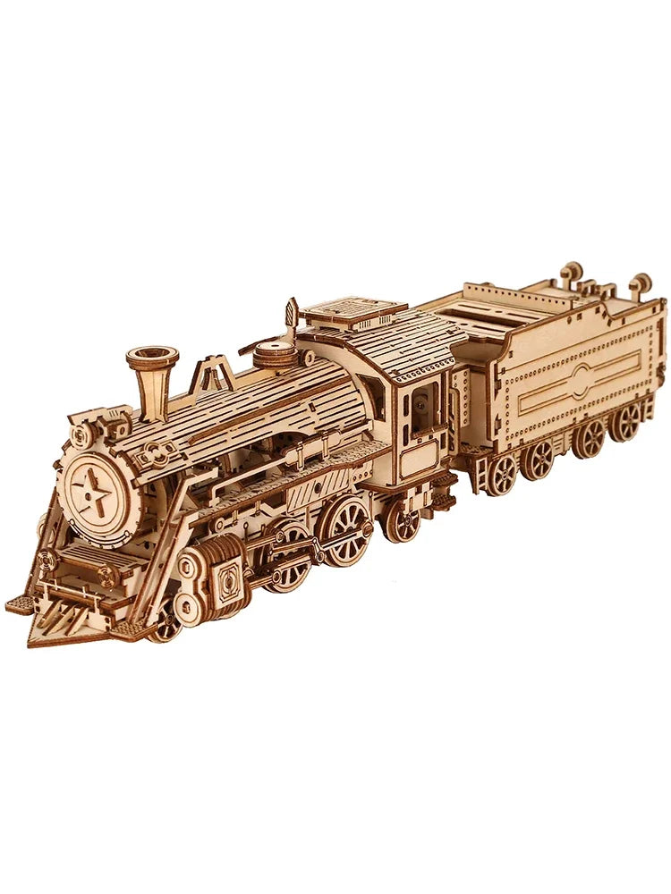 Locomotive Model DIY Wooden Puzzle Building Block Kits in USA