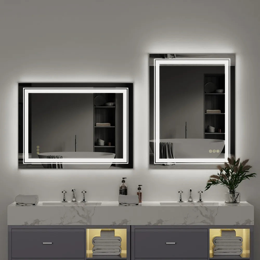 LUVODI Dual Lights Crystal Clear LED Bathroom Mirror