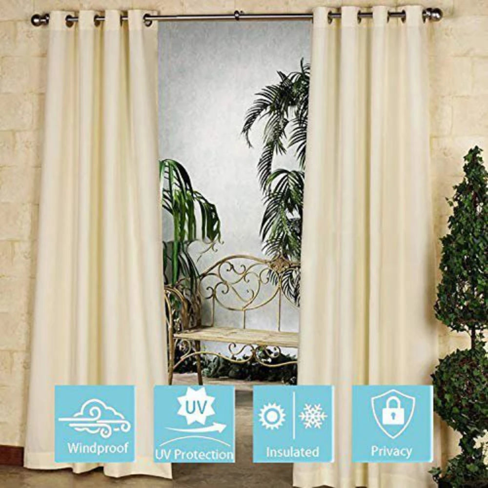 L Indoor Outdoor Beige Curtains Grommet Curtain in USA