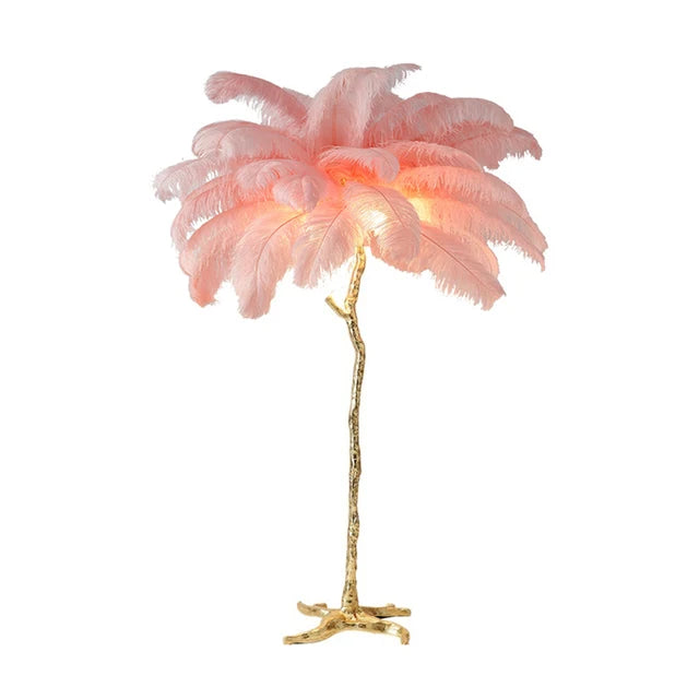 Nordic Ostrich Feather Led Floor Lamp Resin Copper IN USA.