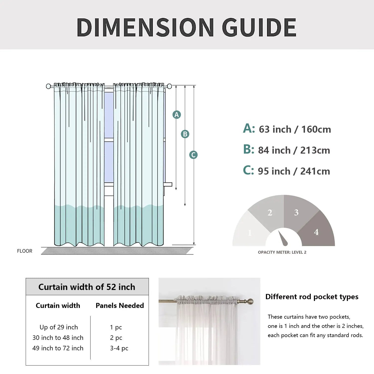 Solid Color Sheer Curtains Elegant Rod Pocket Window in USA