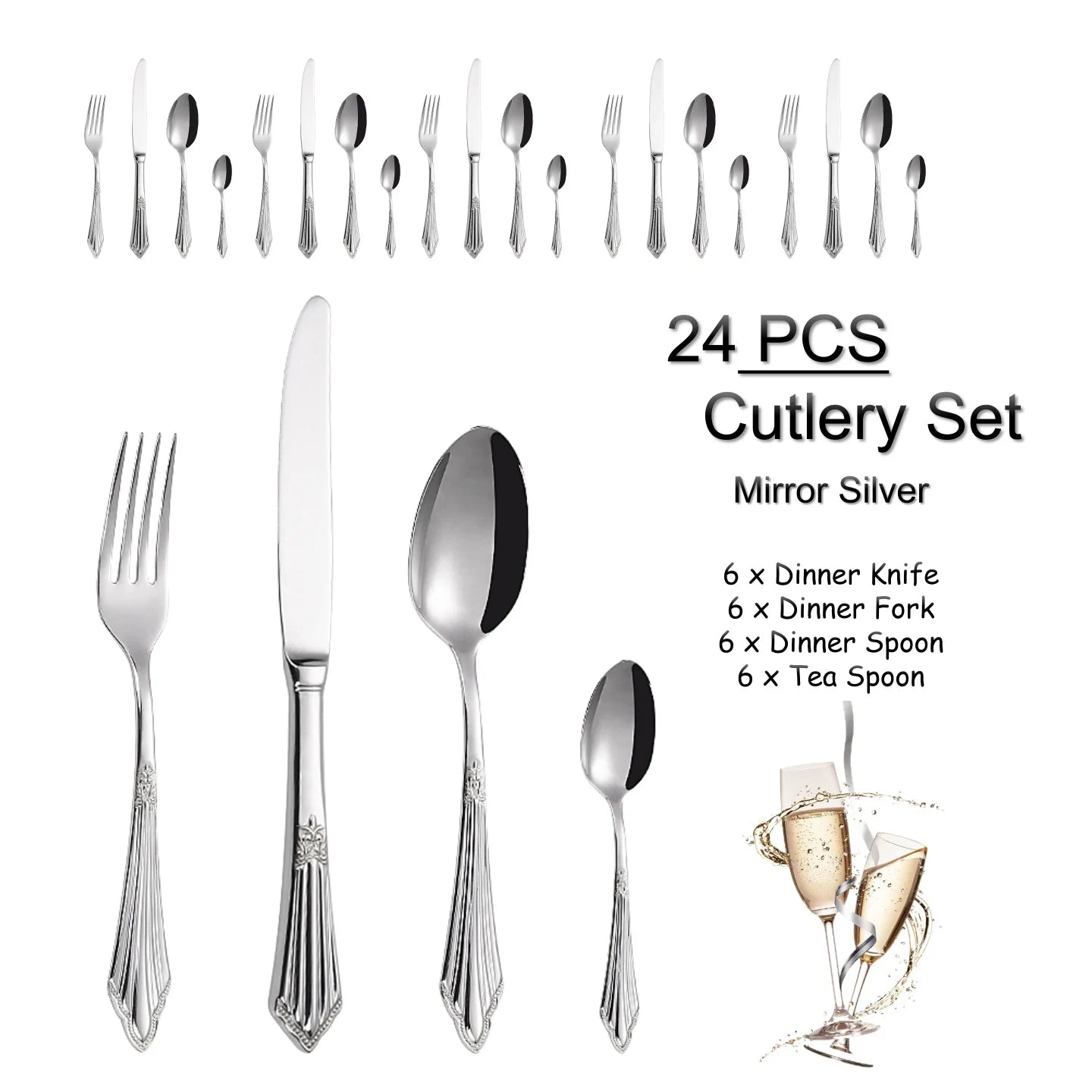 PCS Luxury Gold Plated Flatware Set Dishwasher Safe