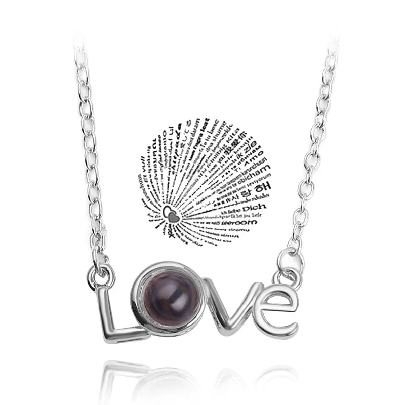 Love Heart Necklace I Love You Projection Pendant Jewelry in USA