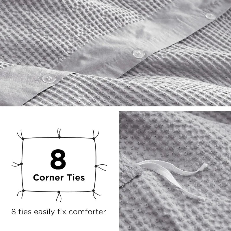 Cotton Waffle Weave Coconut White Duvet Cover Set