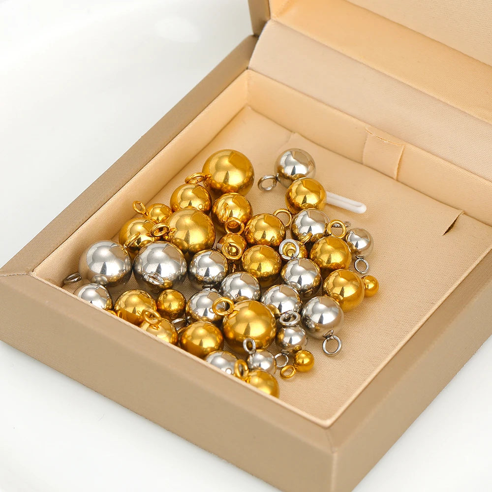 Stainless Steel Solid Ball Beads Charms Pendants for Necklaces in USA.